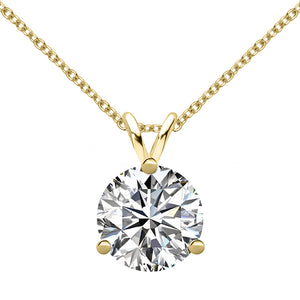 18 KARAT YELLOW GOLD 3-PRONG ROUND PENDANT WITH ROLO CHAIN. BUILD YOUR OWN PENDANT.