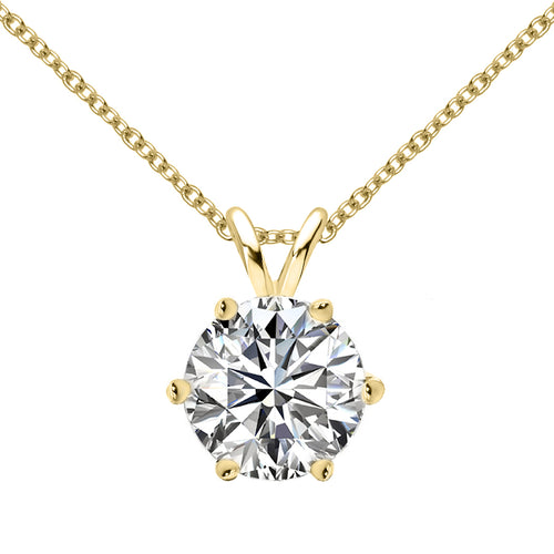 18 KARAT YELLOW GOLD 6-PRONG ROUND PENDANT WITH ROLO CHAIN. BUILD YOUR OWN PENDANT.