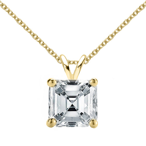 18 KARAT YELLOW GOLD ASSCHER PENDANT WITH ROLO CHAIN. BUILD YOUR OWN PENDANT.
