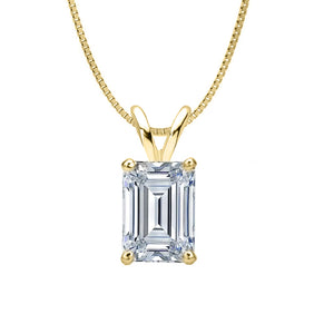 18 KARAT YELLOW GOLD EMERALD PENDANT WITH BOX CHAIN. BUILD YOUR OWN PENDANT.