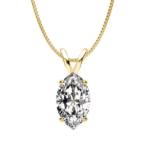 18 KARAT YELLOW GOLD MARQUISE PENDANT WITH BOX CHAIN. BUILD YOUR OWN PENDANT.