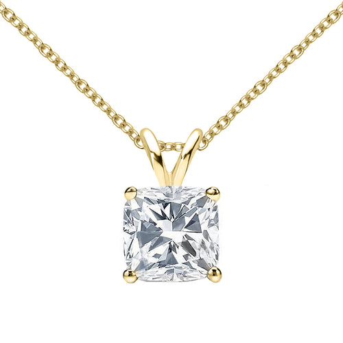 18 KARAT YELLOW GOLD CUSHION PENDANT WITH ROLO CHAIN. BUILD YOUR OWN PENDANT.