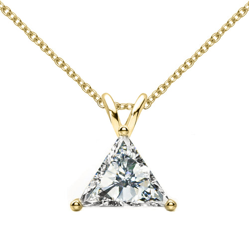 14 KARAT YELLOW GOLD TRAINGLE PENDANT WITH ROLO CHAIN. BUILD YOUR OWN PENDANT.