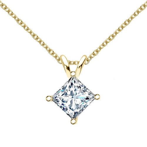 14 KARAT YELLOW GOLD PRINCESS PENDANT WITH ROLO CHAIN. BUILD YOUR OWN PENDANT.