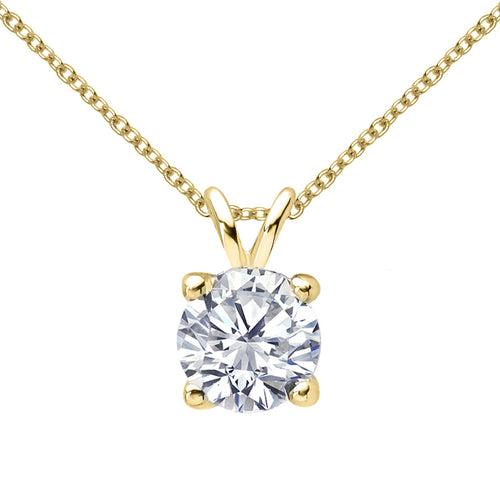 18 KARAT YELLOW GOLD 4-PRONG ROUND PENDANT WITH ROLO CHAIN. BUILD YOUR OWN PENDANT.