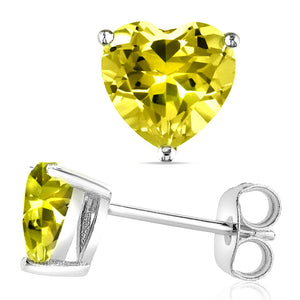 14 KARAT WHITE GOLD CANARY HEART. Choose From 0.25 CTW To 10.00 CTW