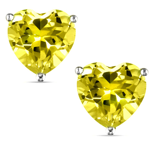 14 KARAT WHITE GOLD CANARY HEART. Choose From 0.25 CTW To 10.00 CTW
