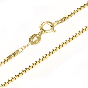 18 KARAT YELLOW GOLD MARQUISE PENDANT WITH BOX CHAIN. BUILD YOUR OWN PENDANT.
